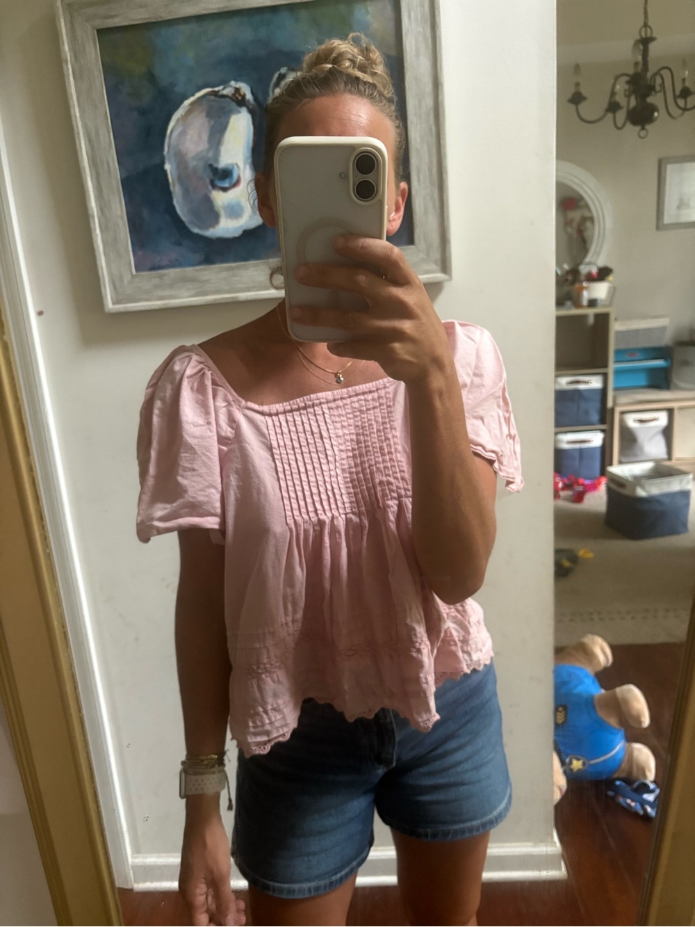 Universal Thread Pink Pintuck Peasant Blouse